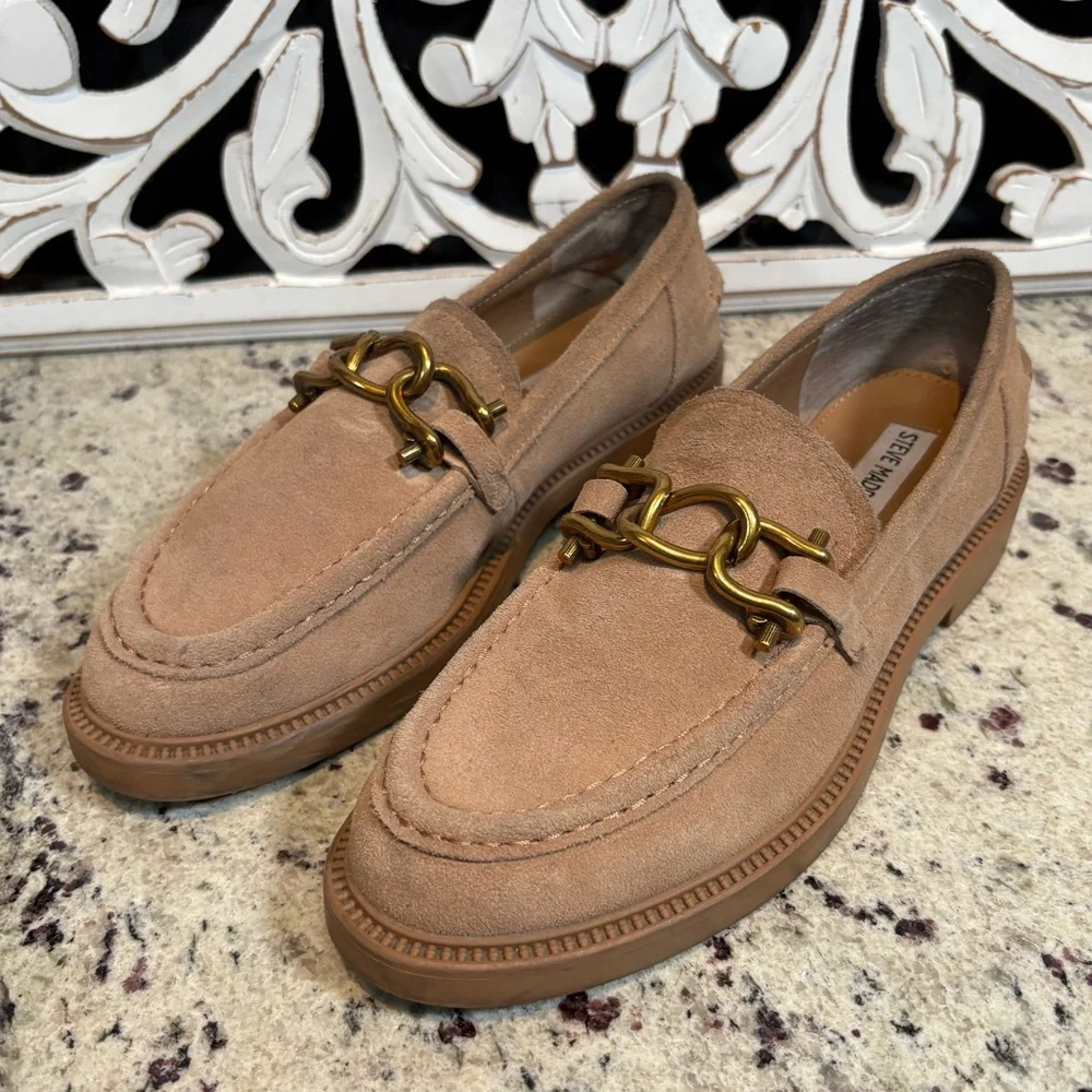 Steve Madden Karmine Suede Loafers Size 9 Tan